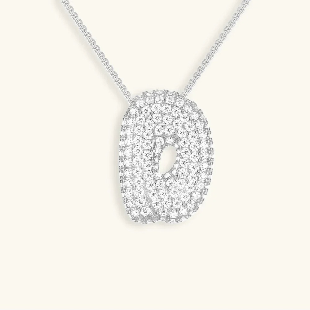 NWT Avaria Bubble Initial Letter D Diamond Necklace in Silver